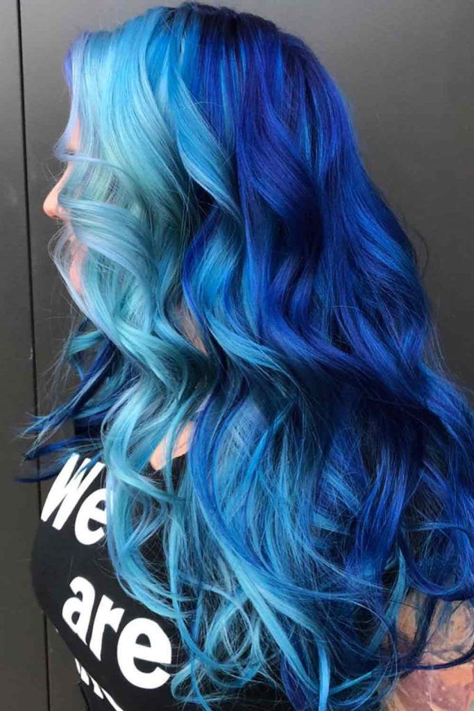 Ocean Blue With Black Roots