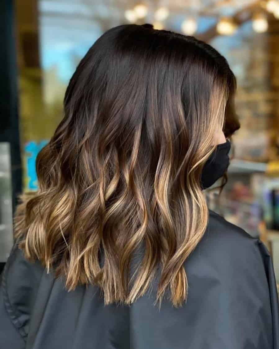 Ombre Caramel Highlights On Black Hair