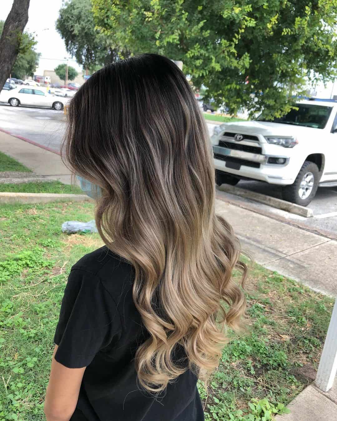 Ombre Light Blonde Highlights On Black Hair