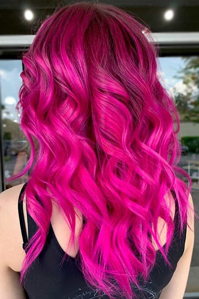 Pinkish Magenta Waves #magentahair #redhair