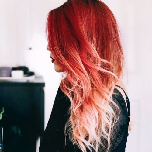 Platinum Blonde with Red Ombre