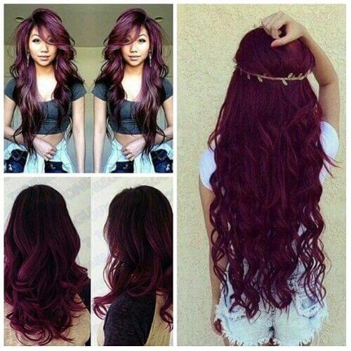 plum burgundy hair