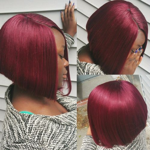 purple burgundy hair color on bob 