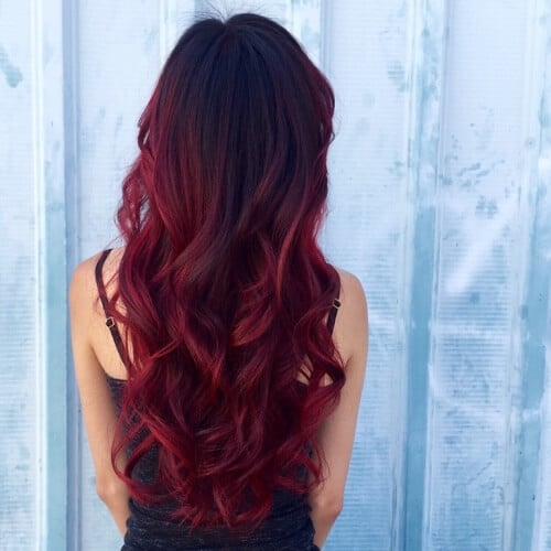 Red Balayage with Black Base