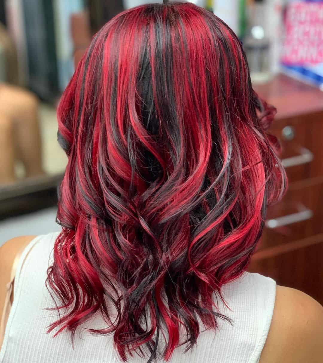 Red Highlights On Black Hair Hot Fiery Red