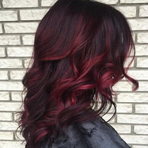 Red Highlights on Dark Brown Hair