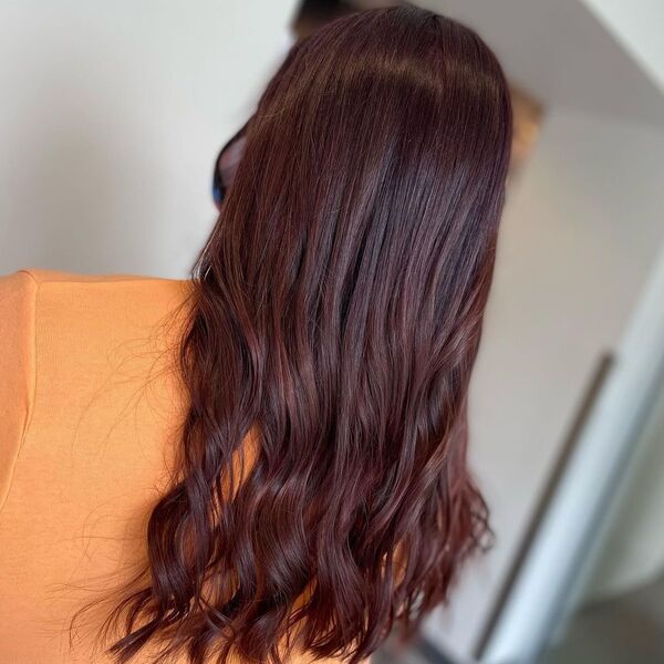 Root Melt Red Brown Hair - a woman wearing orange shirt.