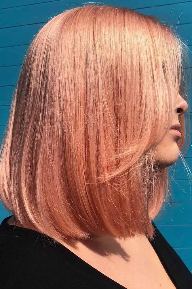 Rose Gold Blunt Lob #mediumhair #lobhaircut