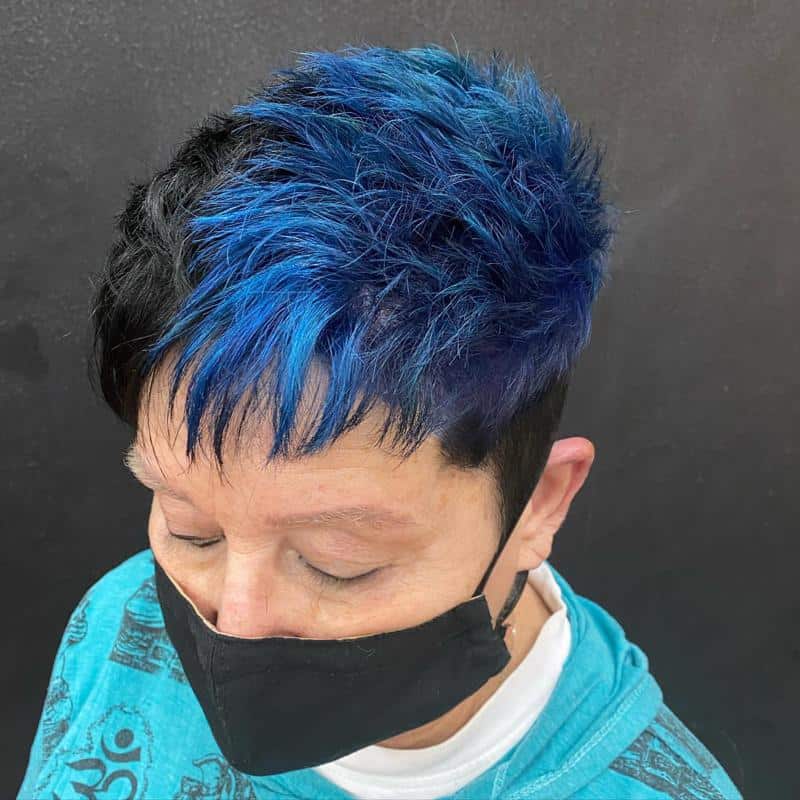 Short Blue Highlights On Black Hair 2