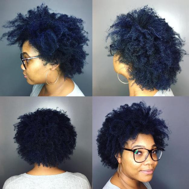 Short Natural Blue Black Hair