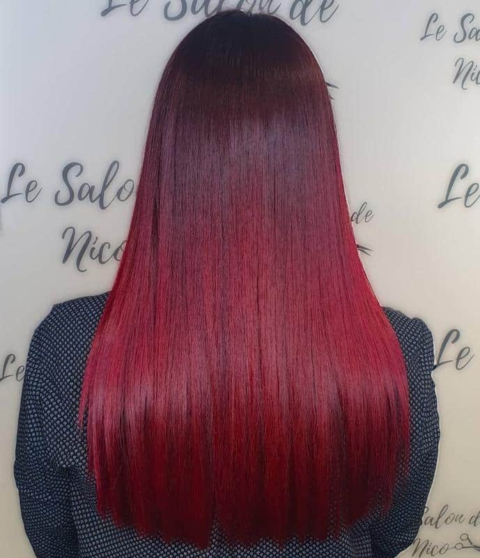 Straight Burgundy Balayage