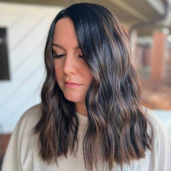 Straight Cut Subtle Balayage - a woman wearing beige sweater.