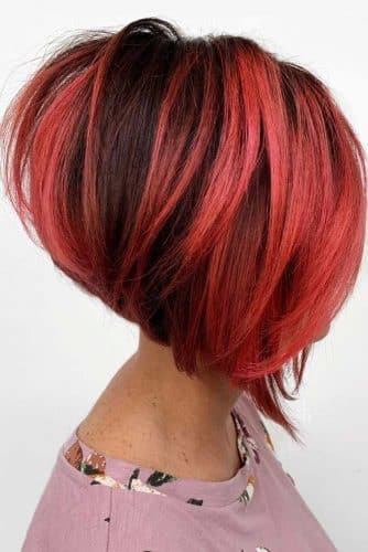 Straight Stacked Bob #shorthair #redhair #haircolor