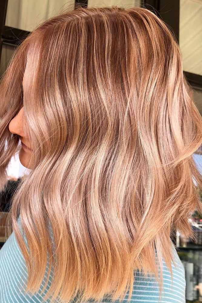 trendy-medium-length-hairstyles-for-thick-hair-a-line-lob-peach-champagne-highlights