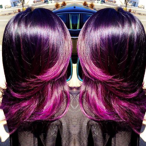 violet burgundy balayage