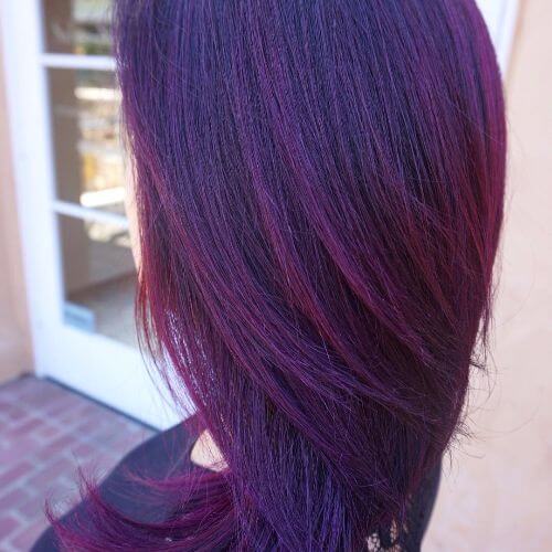 violet burgundy hair shade
