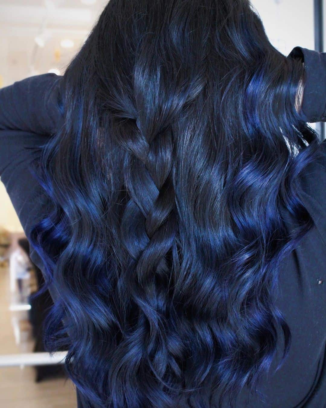 Wavy & Voluminous Black & Blue Hair