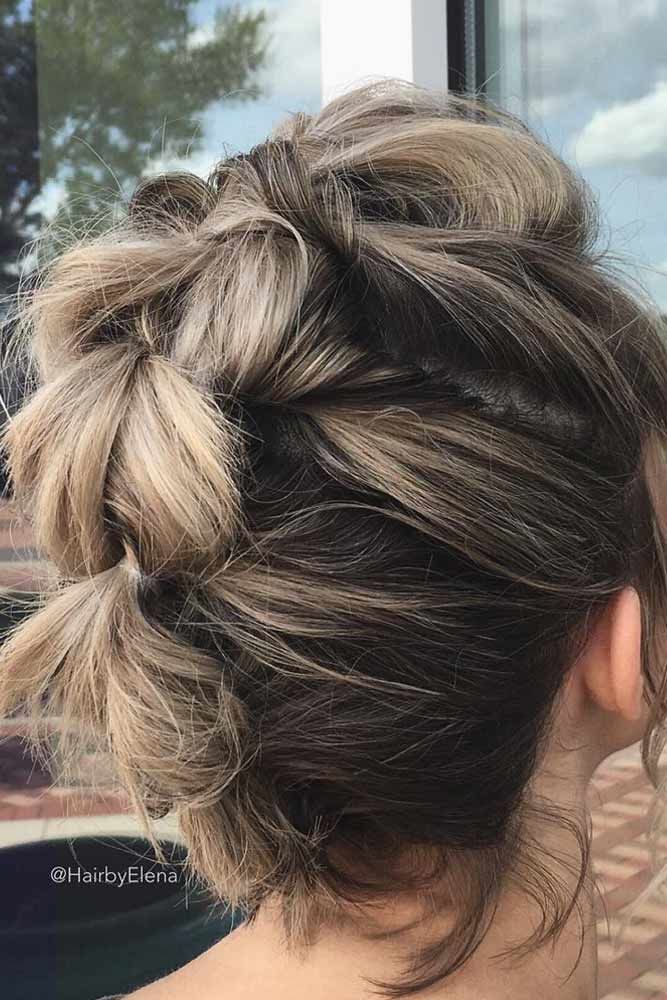 Wavy Updos Hairstyles For Medium Length Hair Pull Through #mediumhair #mediumhairstyles