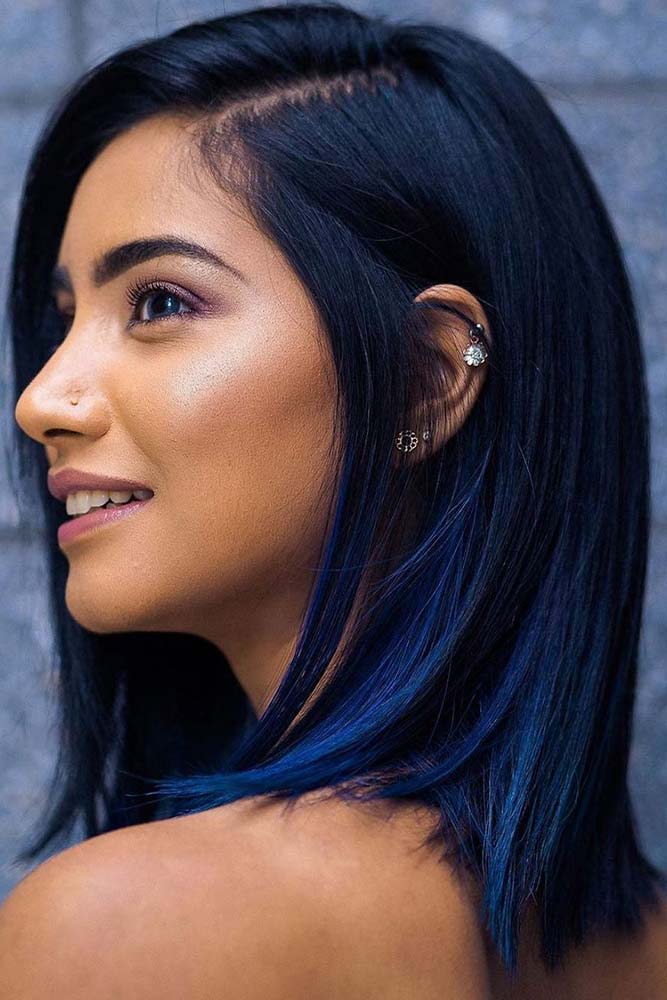 What Is Blue Black Hair Color? #mediumhair #sleekhair