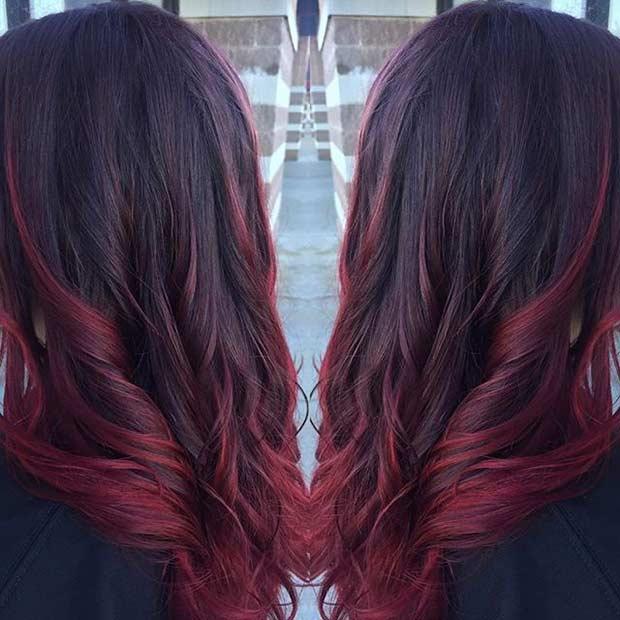 Wine Red Hair with Hot Red Highlights