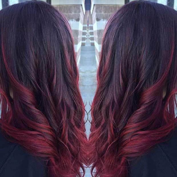 Wine Red Hair with Hot Red Highlights