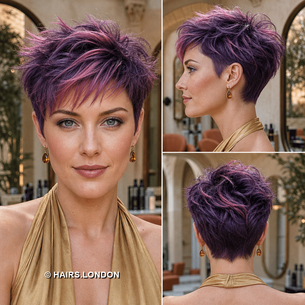 119 Edgy Short Pixie Cuts for Women Electric Amethyst Purple Hair