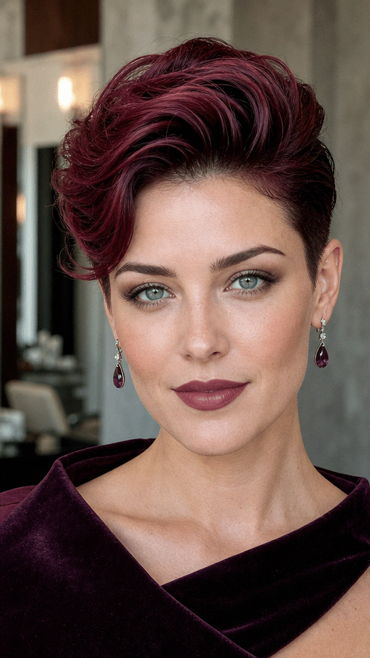 124 Chic Pixie Bob Haircuts for a Modern 2026 Style Black Cherry Merlot Hair