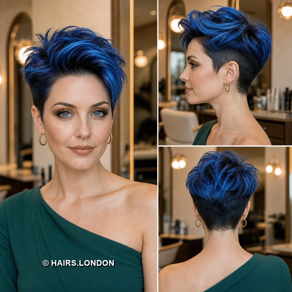 119 Edgy Short Pixie Cuts for Women Electric Sapphire Blue Hair