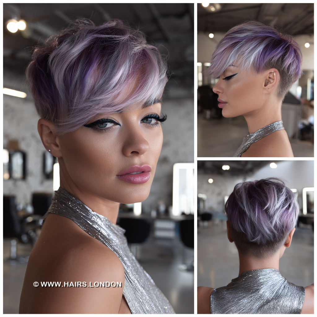 Lavender Silver Ombre Pixie Hair
