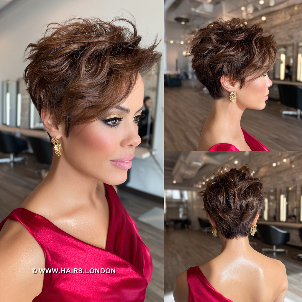 38 Gorgeous Short Pixie Haircuts with Bangs 2026 Rich Chocolate Brown Textured Pixie Hair