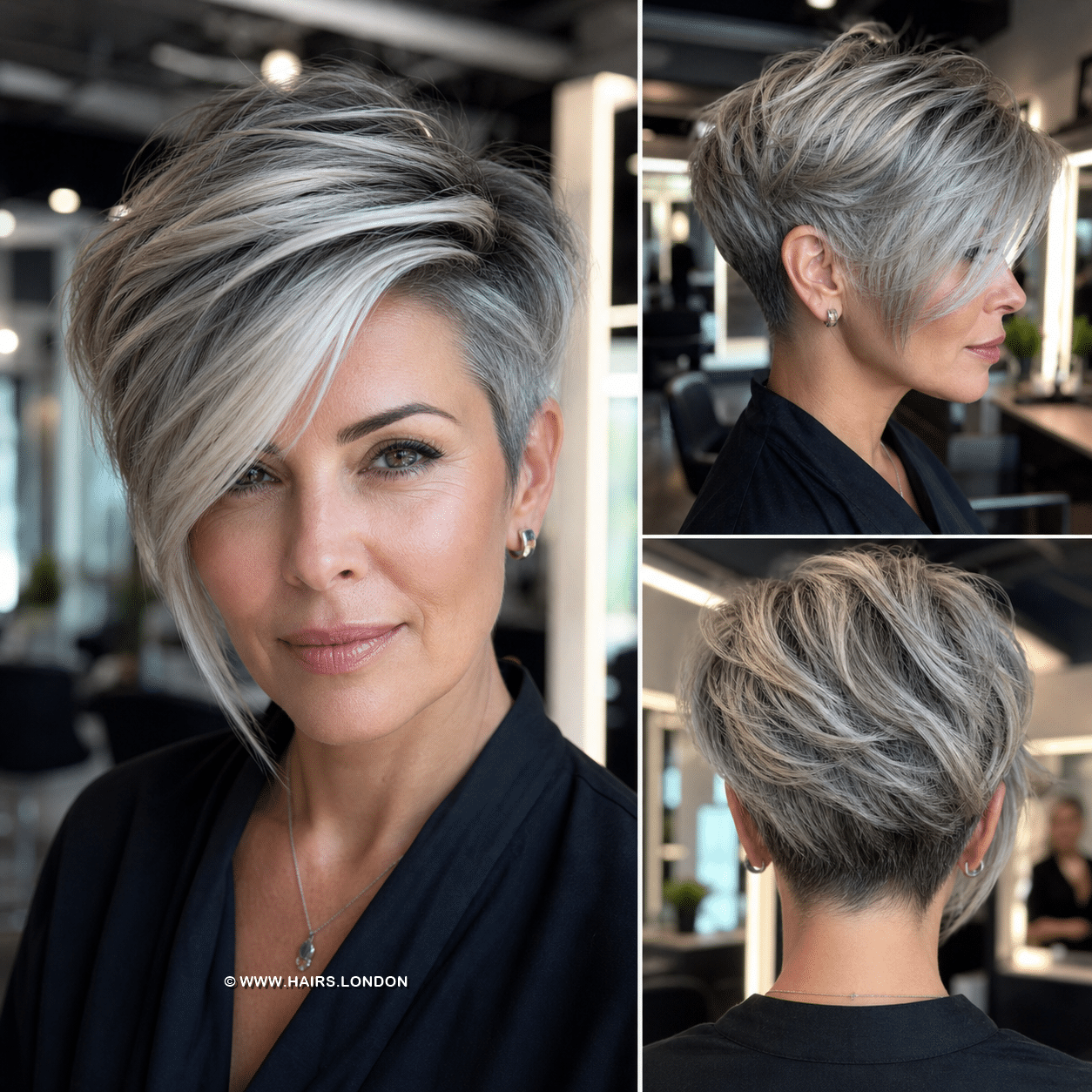 Frosted Ash Blonde Long Pixie Hair