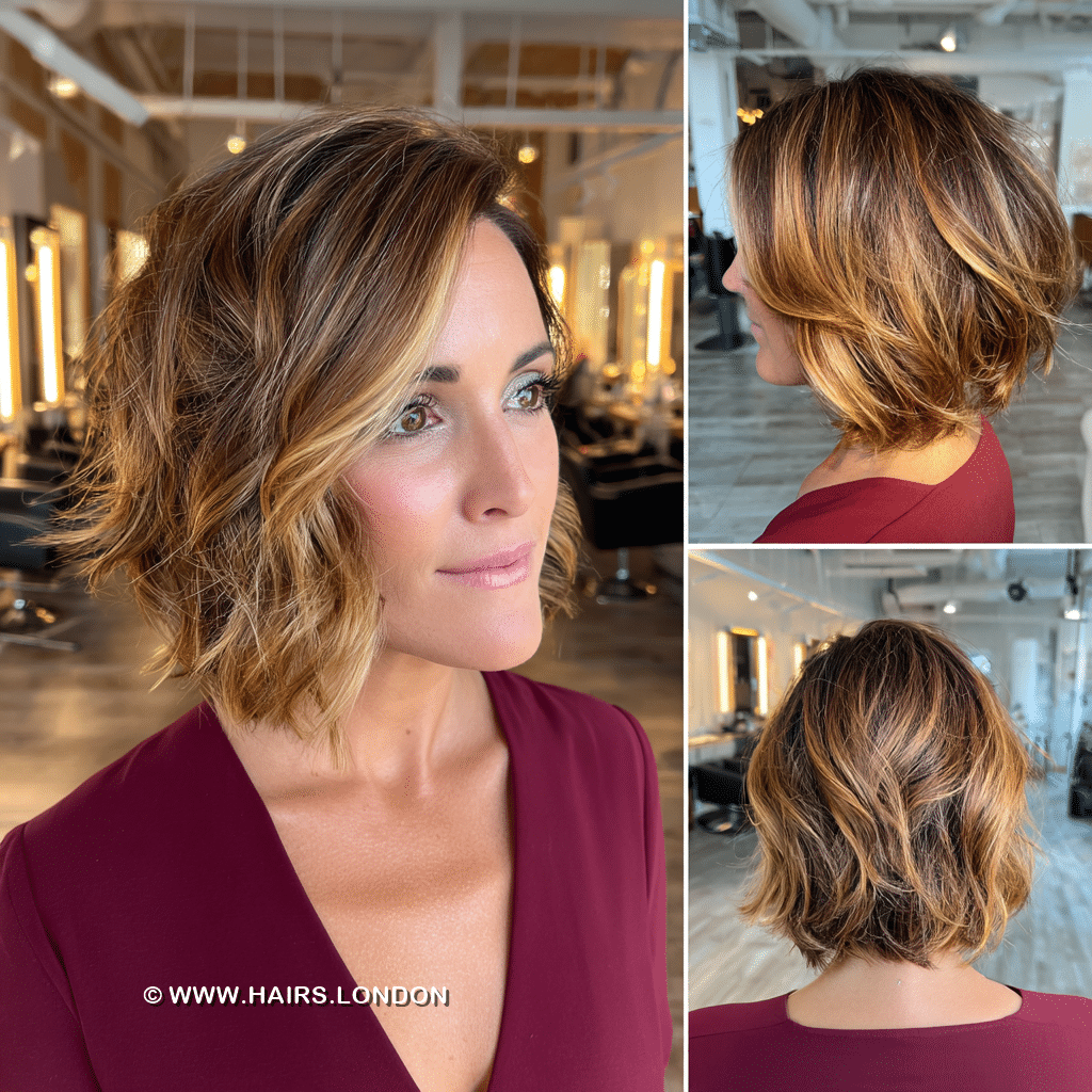 Warm Caramel Balayage Bob Hair