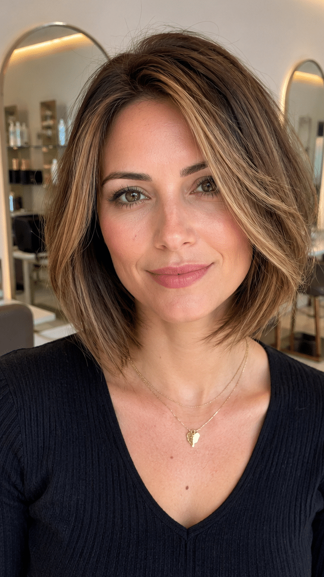 Honey Beige Balayage Bob Hair