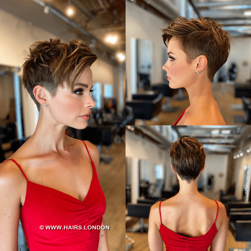 Golden Caramel Highlighted Pixie Hair