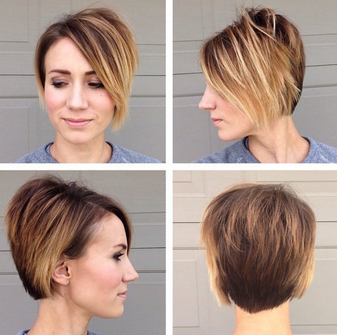 Stacked bob-pixie hybrid haircut