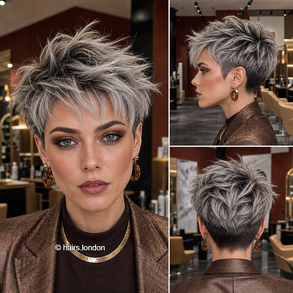 56 Gorgeous Short Pixie Haircuts with Bangs 2026 Icy Silver Platinum Hair