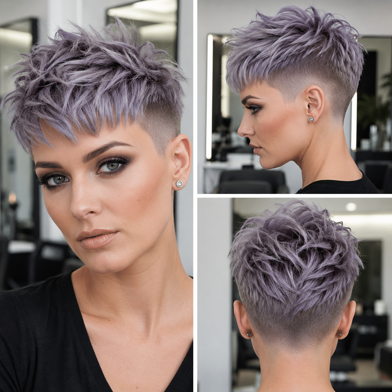 Icy Lavender Smoke Pixie Hair