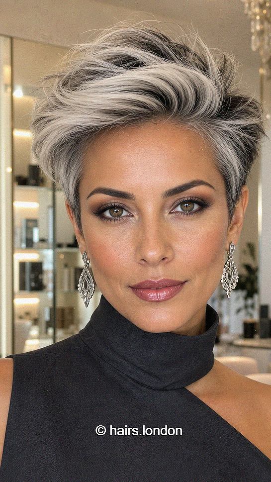54 Stunning Long Pixie Haircuts for a Bold, Fashion-Forward Look Frosted Pearl Silver Hair