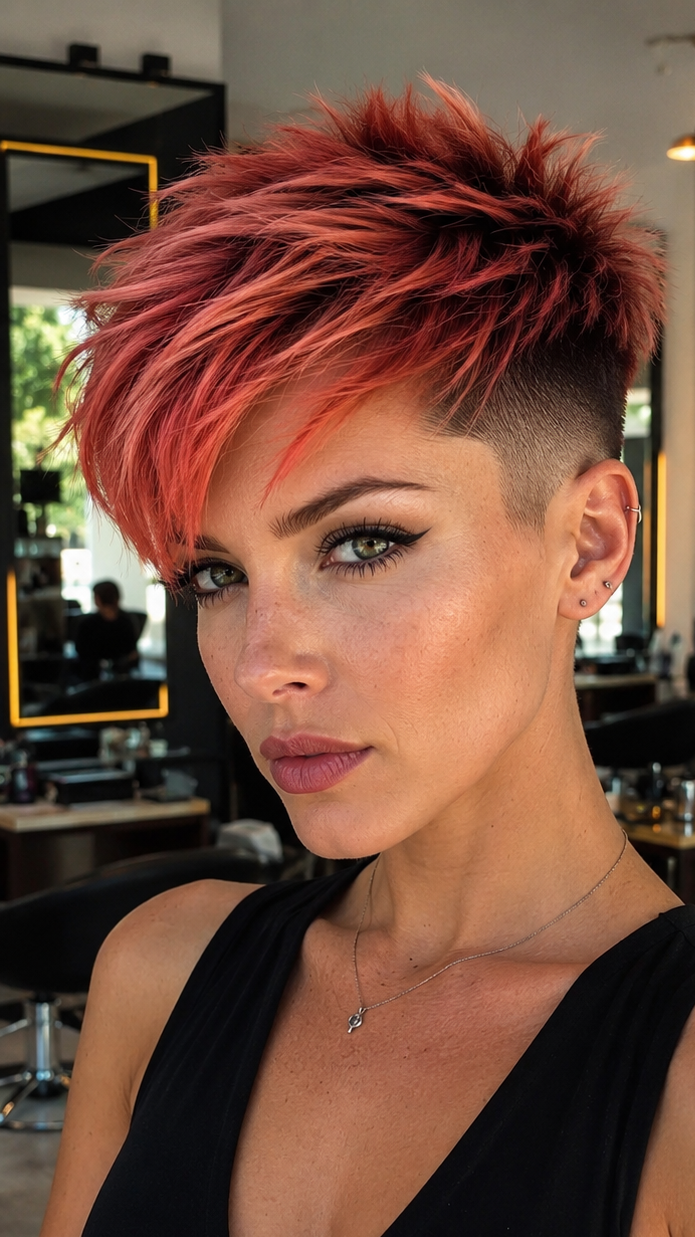 Sunset Coral Flame Hair