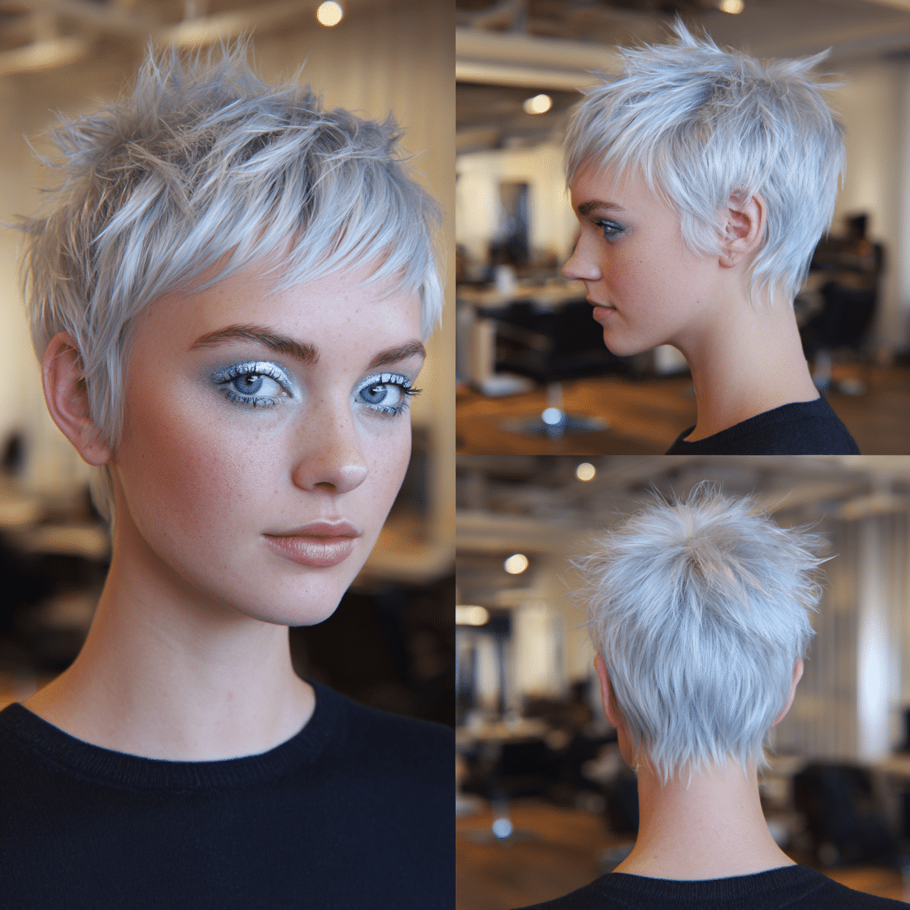Icy Silver Platinum Pixie Hair
