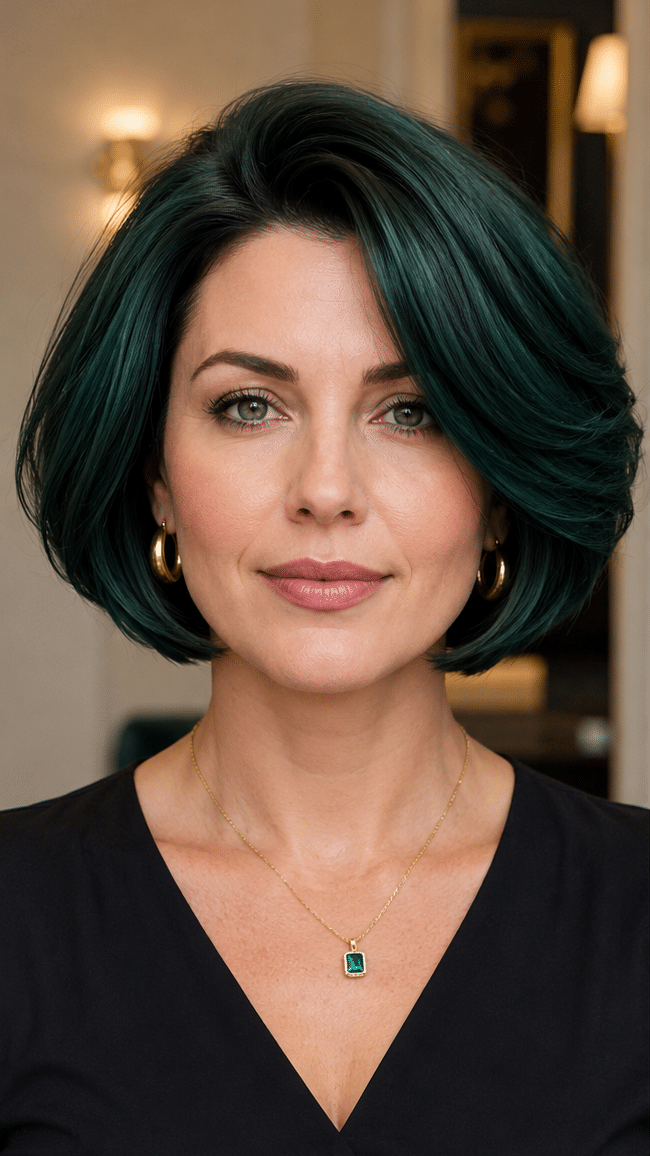 Deep Emerald Velvet Bob Hair