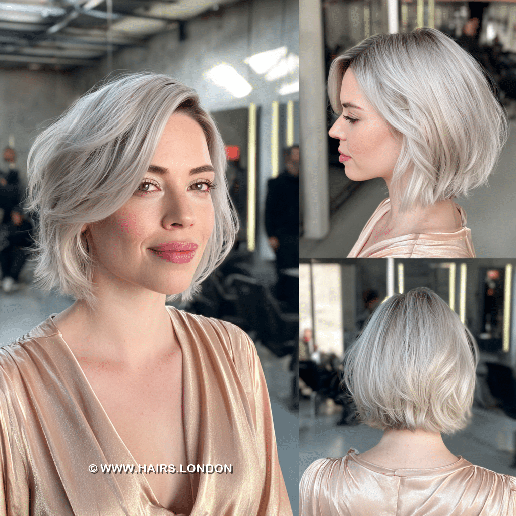 Cool Silver Ash Blonde Bob Hair