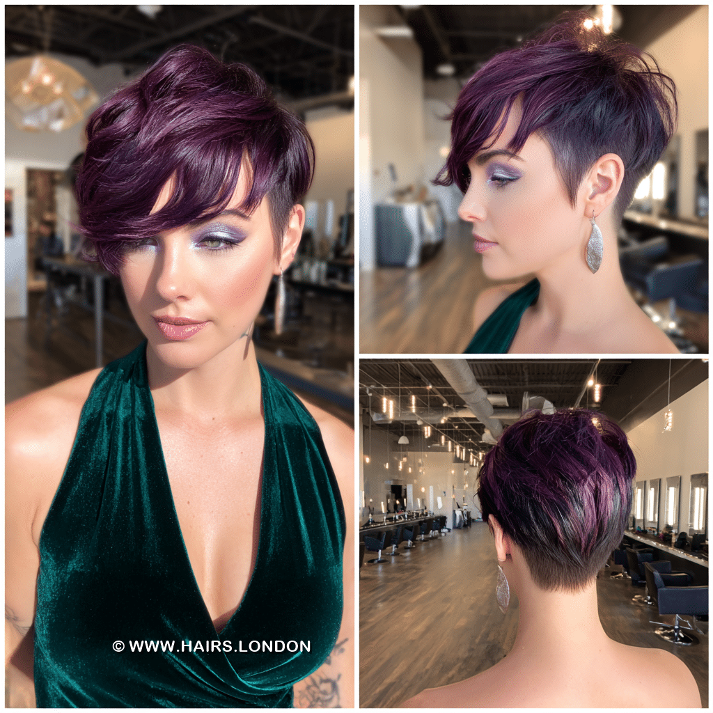 Vibrant Plum Purple Pixie Hair