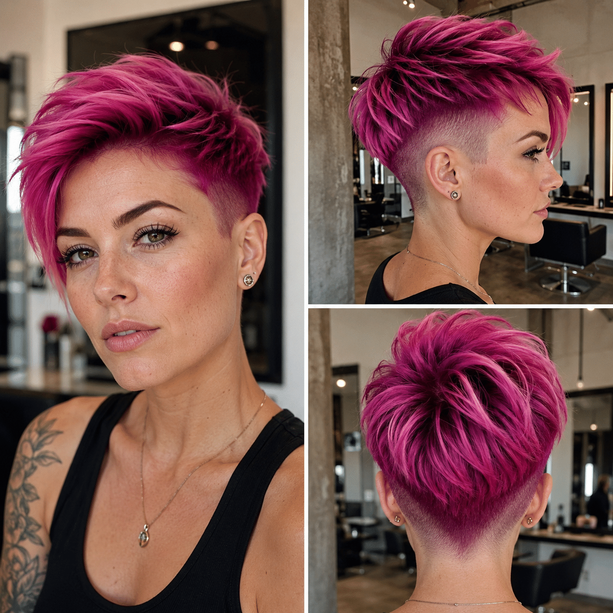 Electric Fuchsia Undercut Pixie Hair