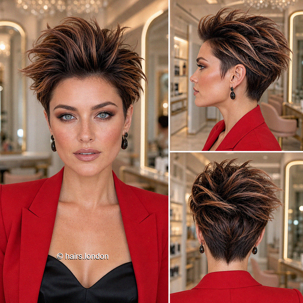 68 Hottest Pixie Cuts with Highlights Espresso Caramel Highlighted Hair