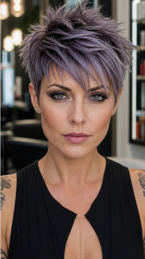71 Best Short and Longer Pixie Haircuts for 2026 Smoky Lavender Frost Hair