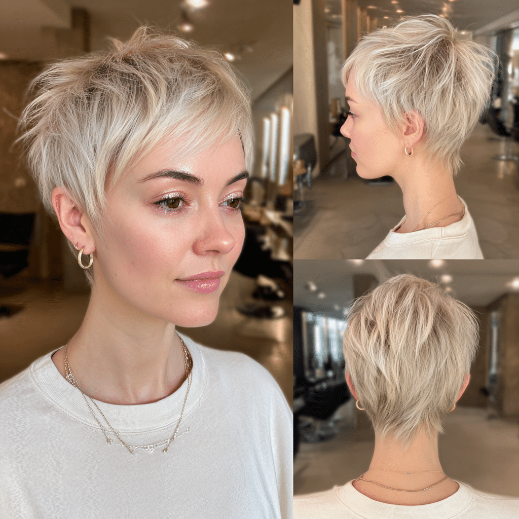 Soft Pearl Blonde Pixie Hair