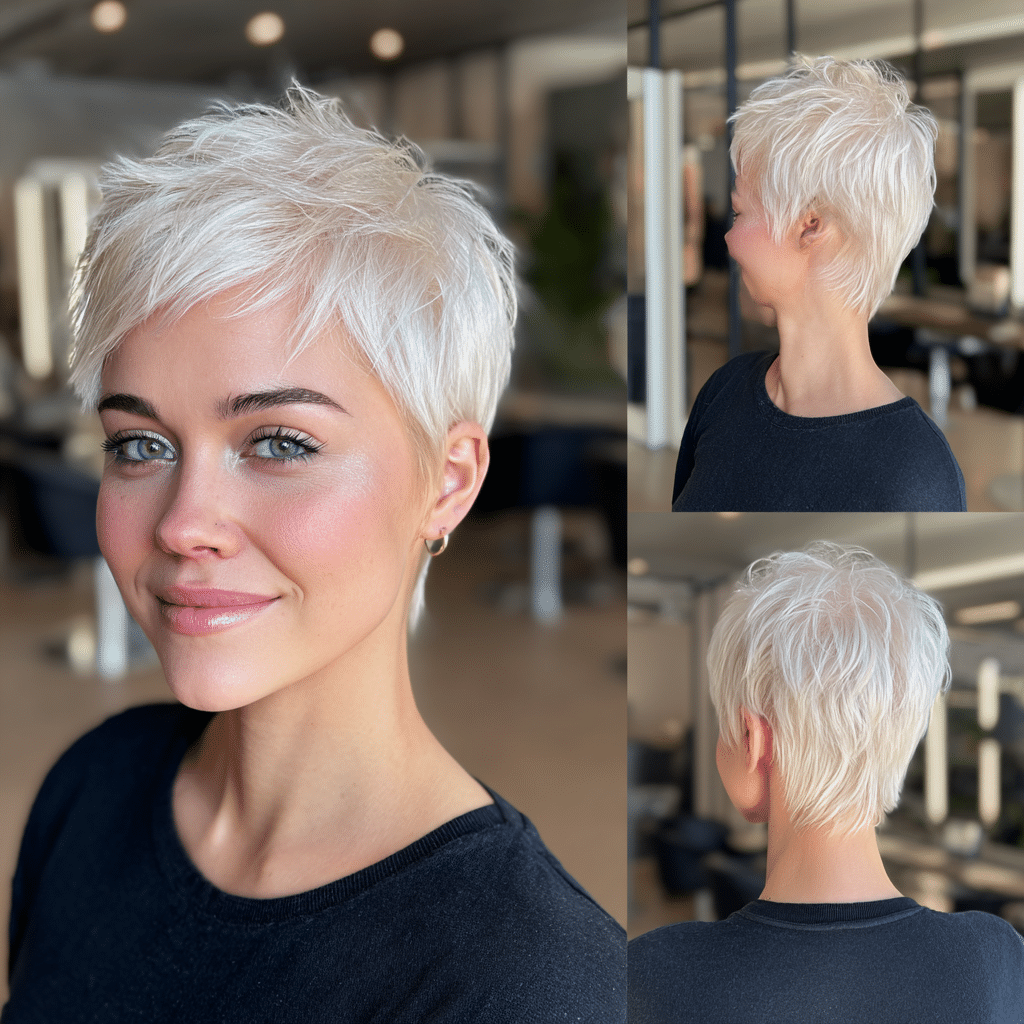 Soft Pearl Platinum Pixie Hair