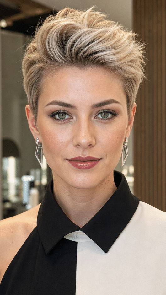 68 Hottest Pixie Cuts with Highlights Champagne Honey Blonde Hair