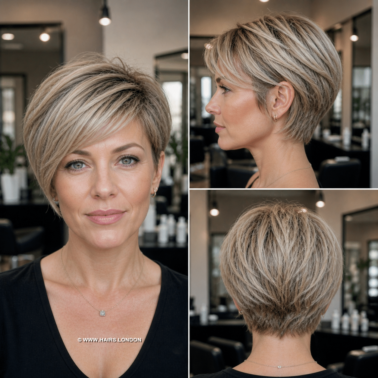 Soft Beige Blonde Pixie Bob Hair